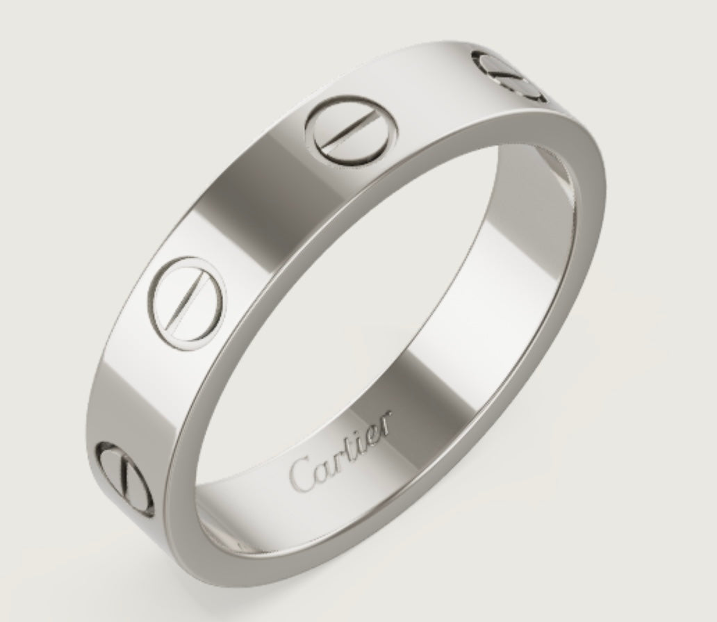 18k Gold Love ring small white