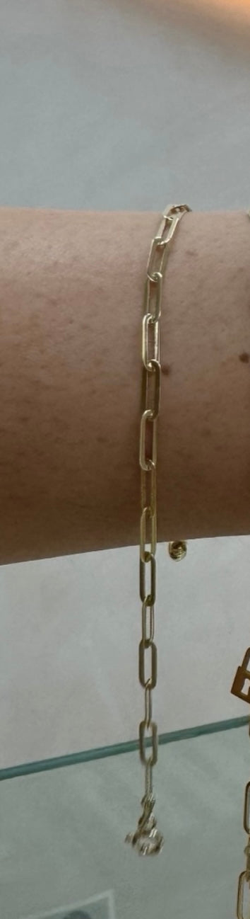 14k Gold paper clip simple bracelets