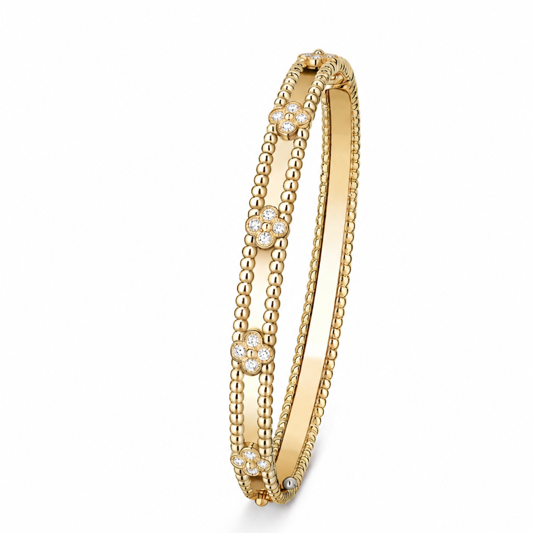 18k Gold Fleur Diamond Bangle