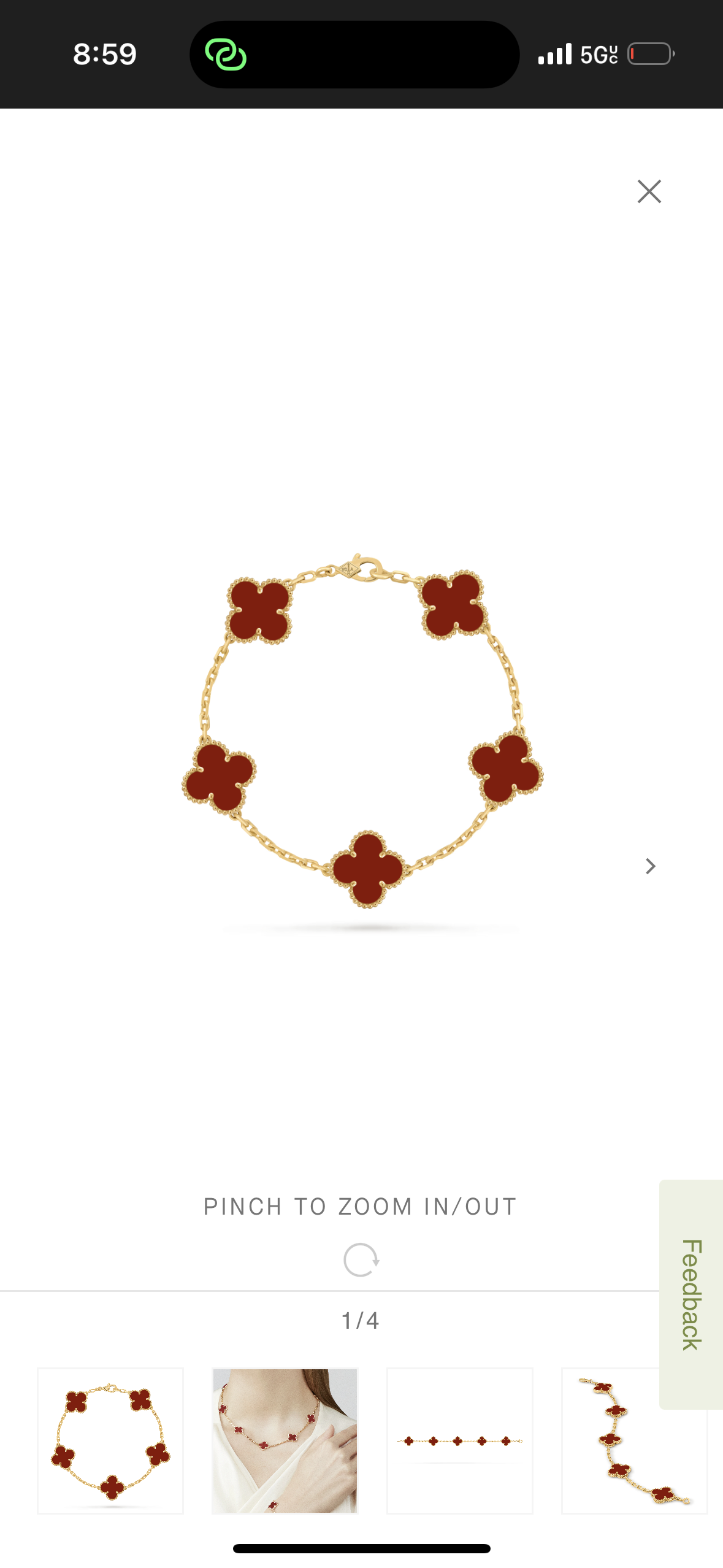 18k Gold Carnelian red Bracelet