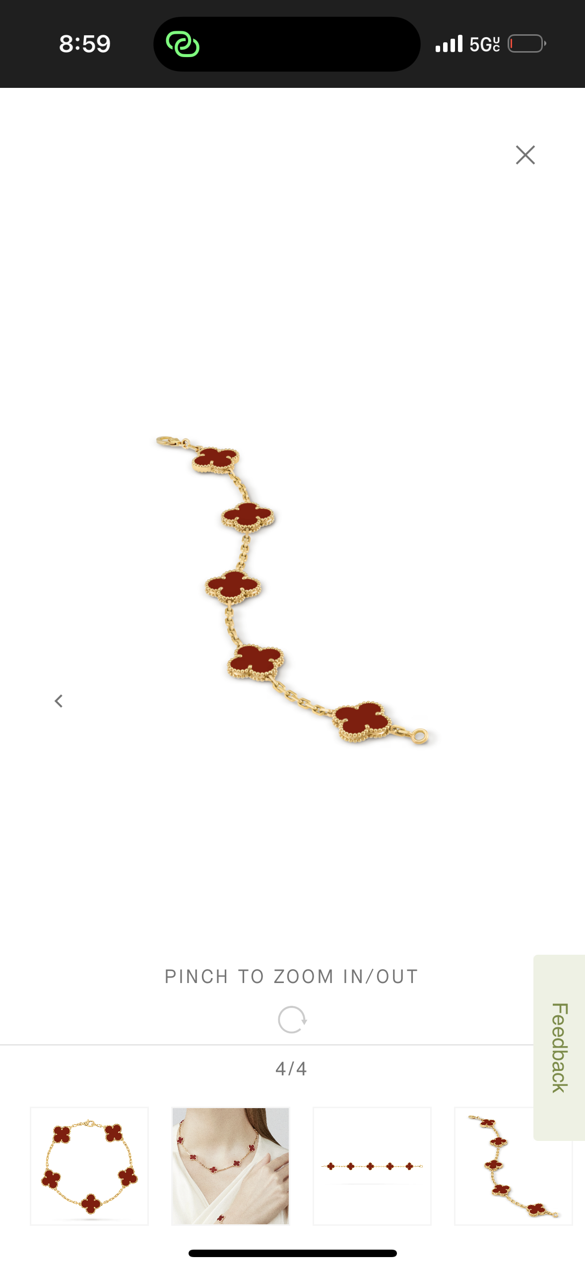 18k Gold Carnelian red Bracelet