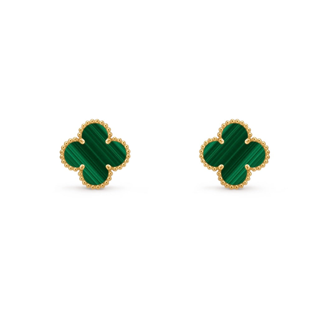 18k Gold Malachite Earrings