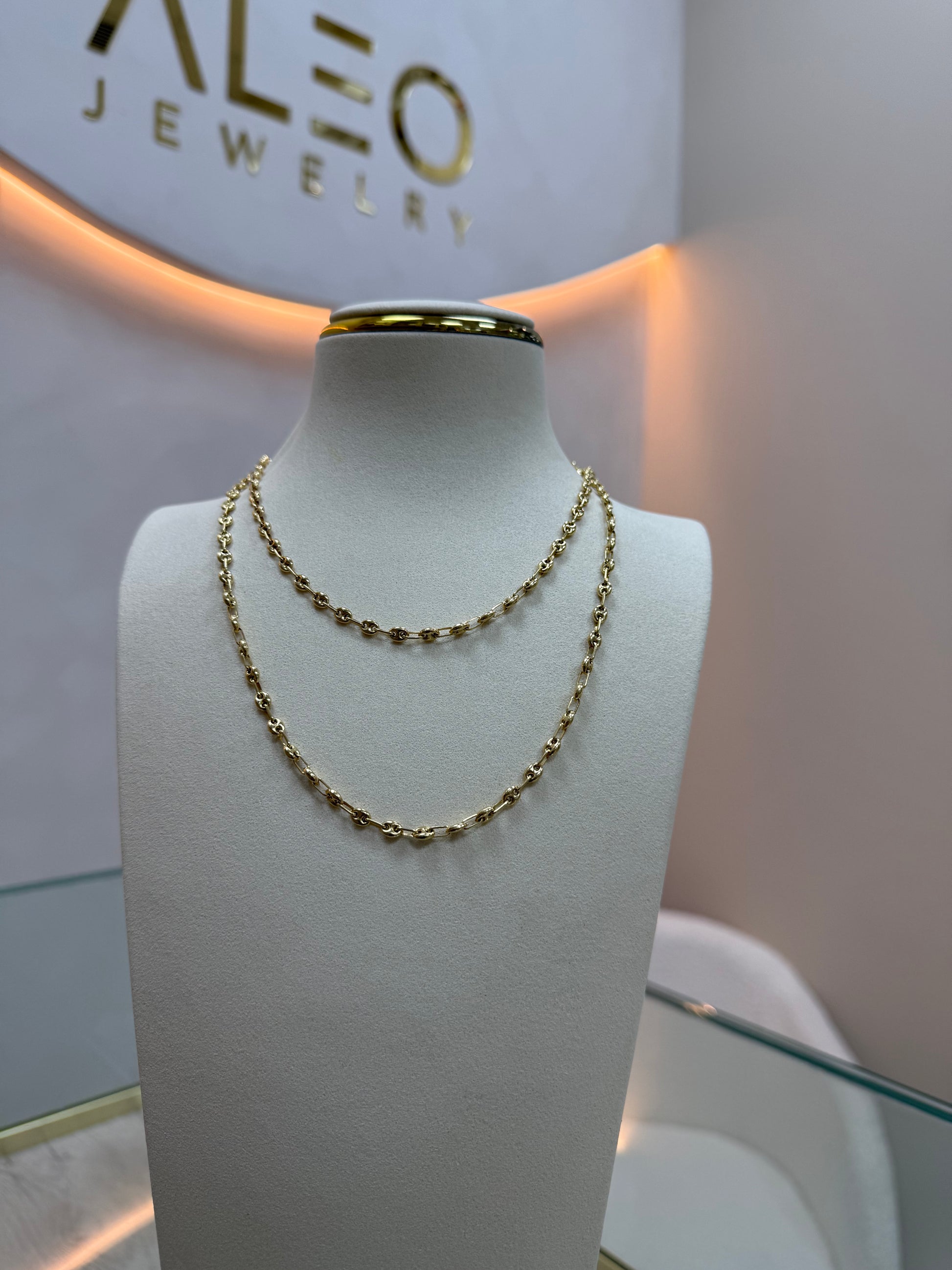10K Gold Gucci Link Coffe Bean Chain