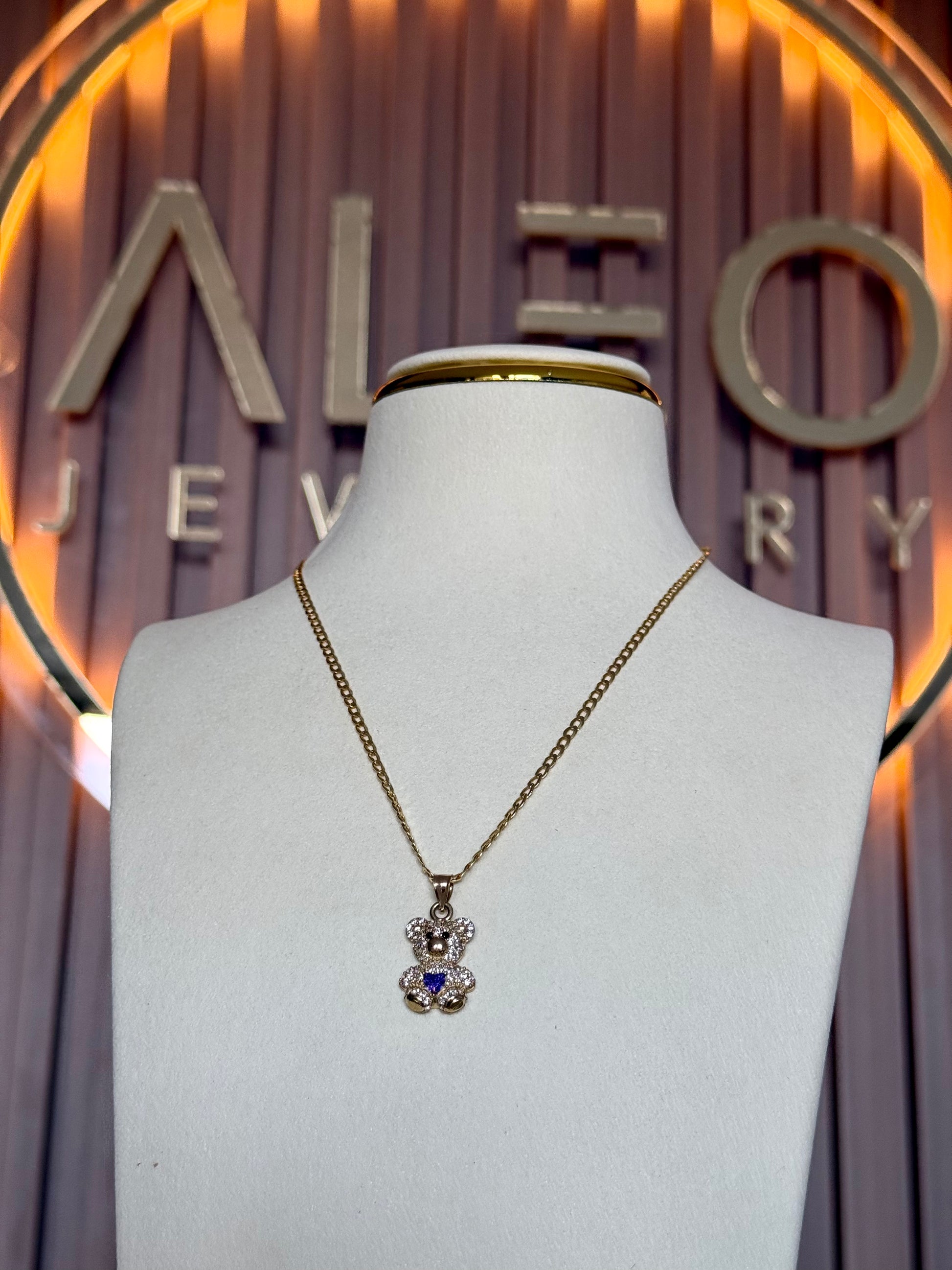 10K Gold Teddy Purple Heart necklace