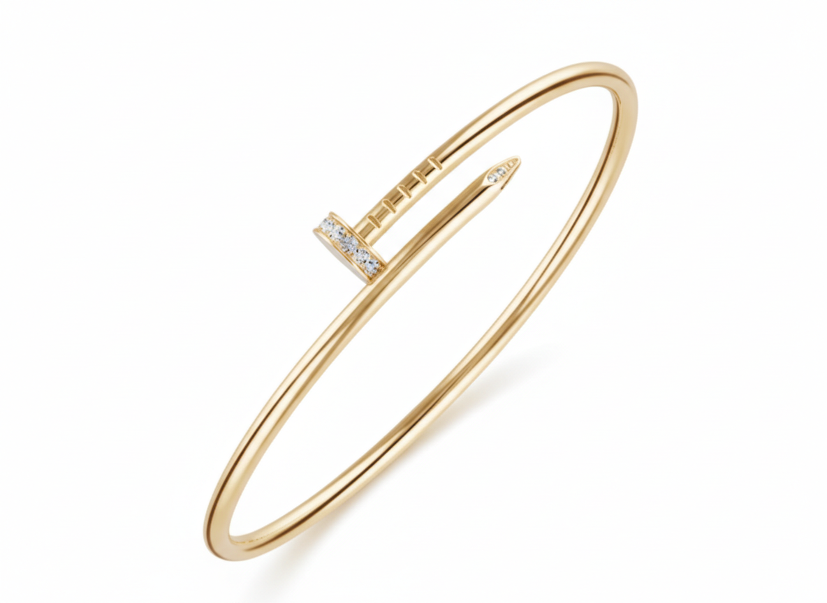 18k Gold nail bracelet with diamond tips