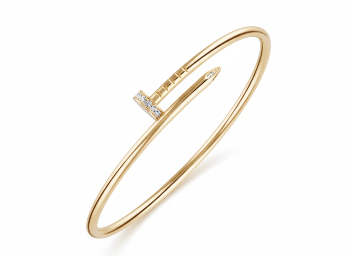 18k Gold nail bracelet with diamond tips