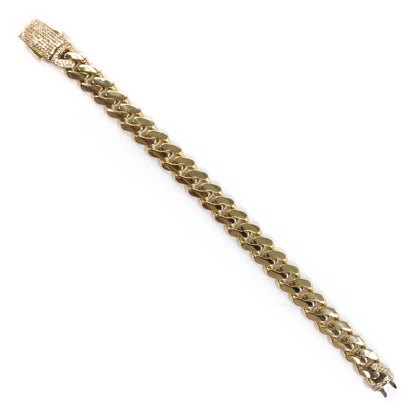 14K Monaco-Style Gold Bracelet with ZC Diamond Clasp