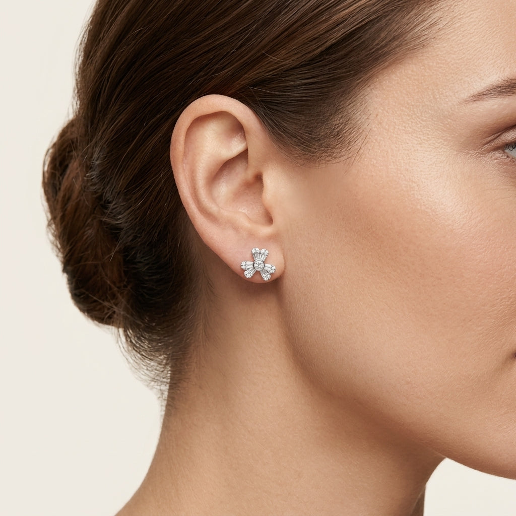 Tanzanite Floral Diamond Earring