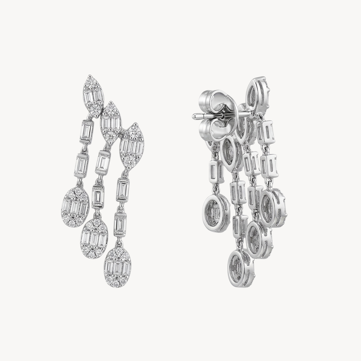 Mixed Cut Diamond Chandelier Drop Earrings