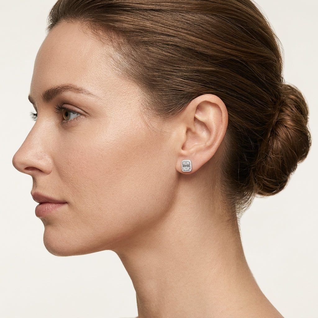 Tanzanite Cushion Baguette Earring
