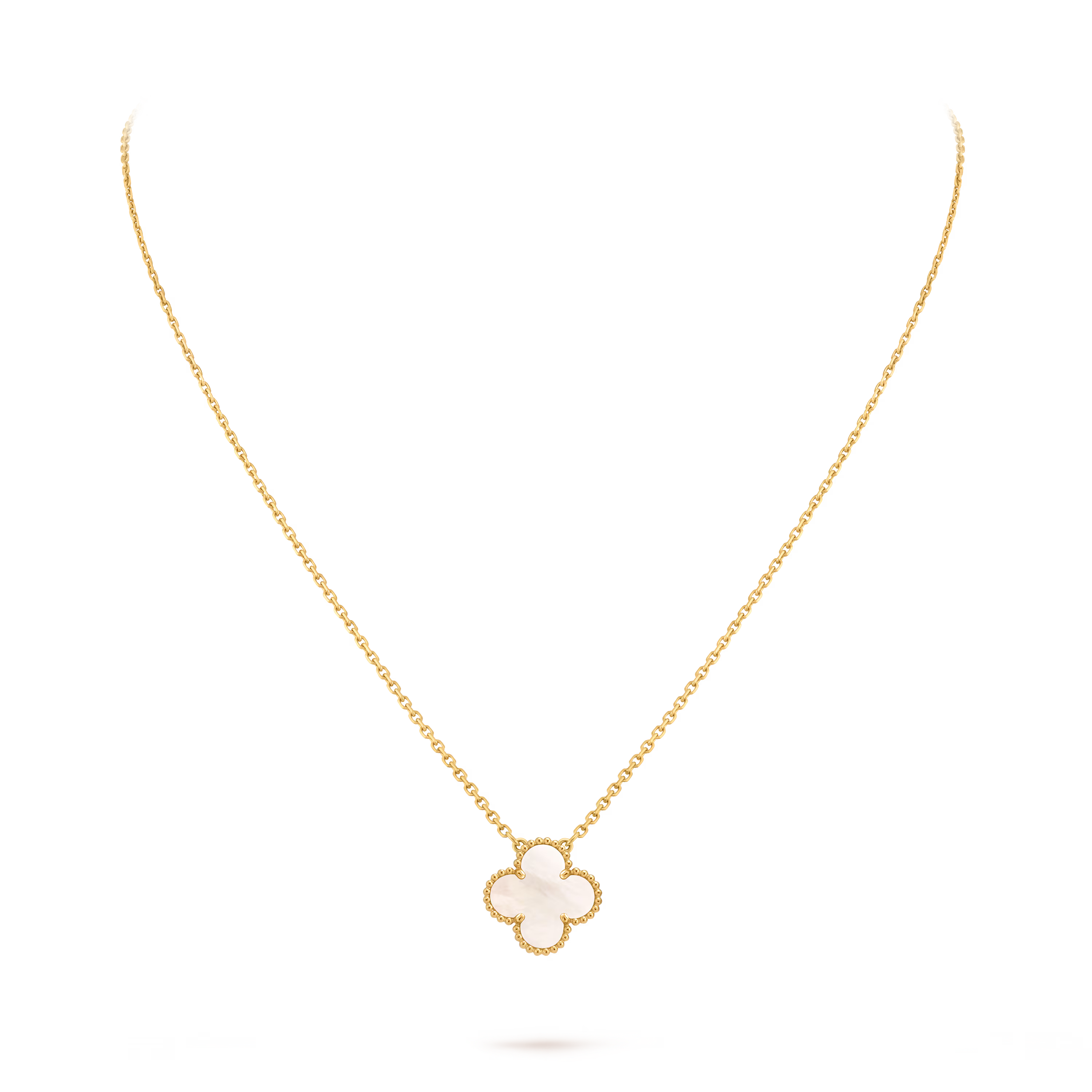 18k Gold One Clover Mother Pearl