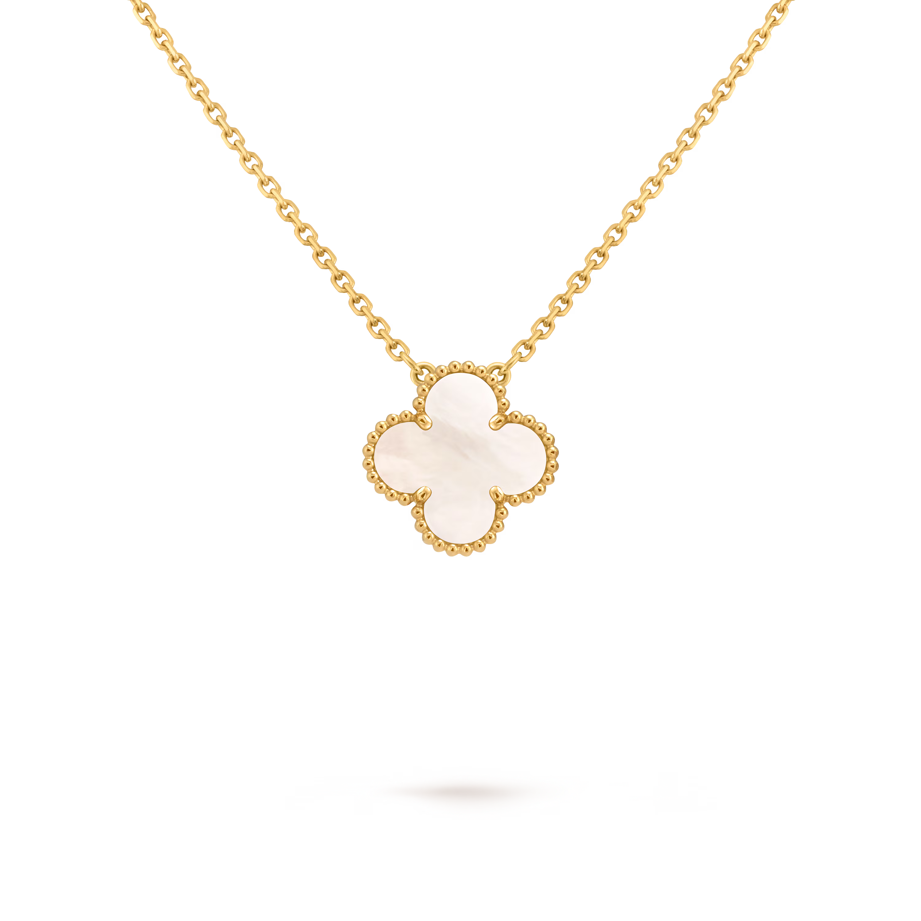 18k Gold One Clover Mother Pearl