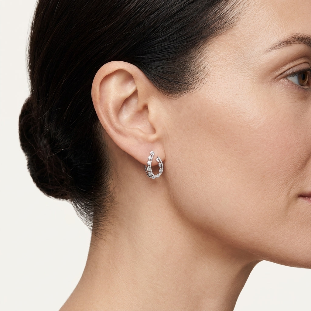 Baguette Diamond Multi-Row Hoop Earrings