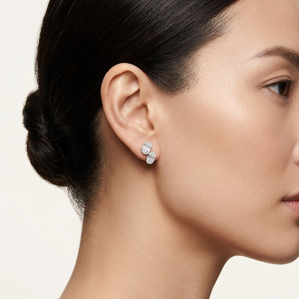 Petite Diamond Flower Cluster Stud Earrings