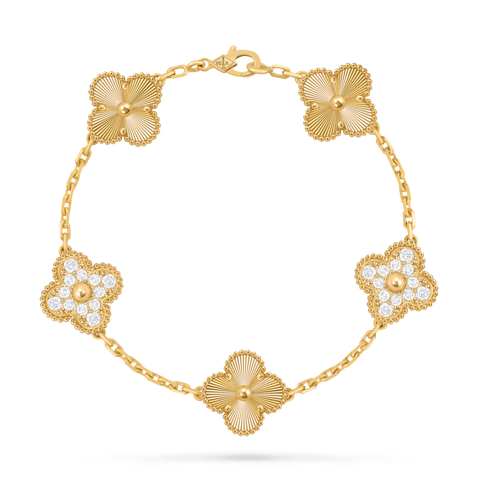 18k Gold and diamonds clover bracelet