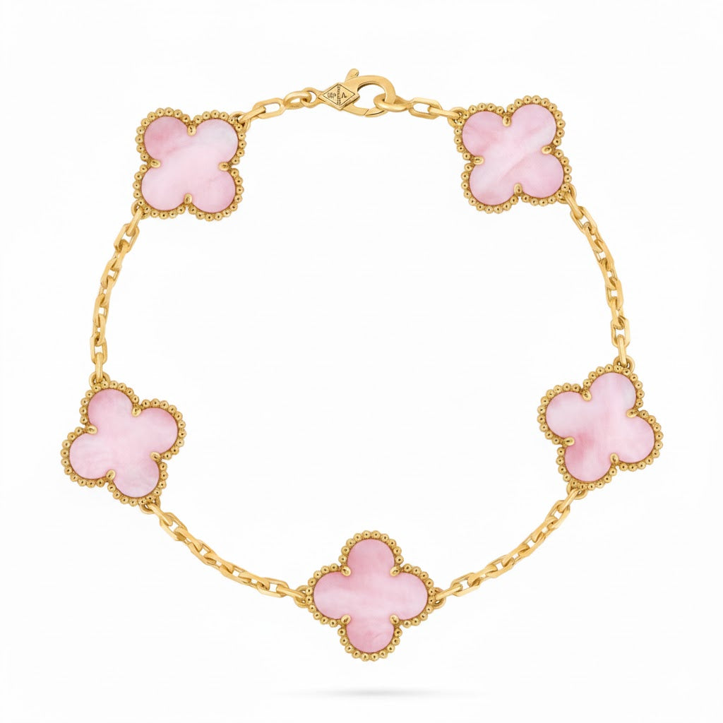 18k Gold Mother Pearl Pink Bracelet